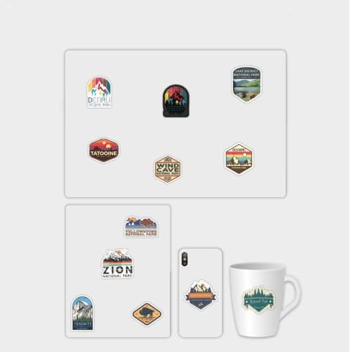 100 Pieces National Park Waterproof Vinyl Travel Sticker Decals, Outdoor Adventure Hiking Nature Camping Wilderness Stickers for Water Bottle Laptop Car Bumper Luggage Phone Case Bike (Park Theme)