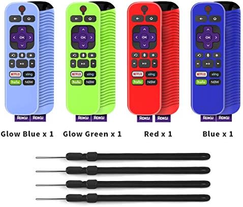 (4-Pack) for 3600R TCL Roku TV Stick Remote Case Cover,TOLUOHU for TCL Roku Remote Control,Cover Roku Express Skin Sleeve Silicone Shockproof with Lanyard-for RCAL7R/3921/3800/3810-Roku Remote Cover