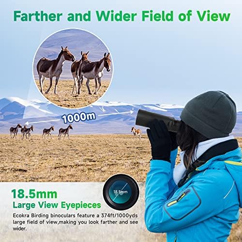 12x42 HD Binoculars for Adults, High Power Binoculars with Tripod Phone Adapter, Waterproof Compact Binoculars for Bird Watching Hunting Stargazing, Clear Low Light Night Vision, BAK4, FMC Prisms