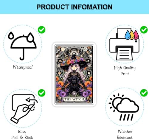 (3Pcs) The Witch Tarot Card Sticker 3'' Skeleton Witchy Gothic Skull Wiccan Witchcraft Supplies Vintage Aesthetic Stickers for Water Bottles Laptops Notebooks