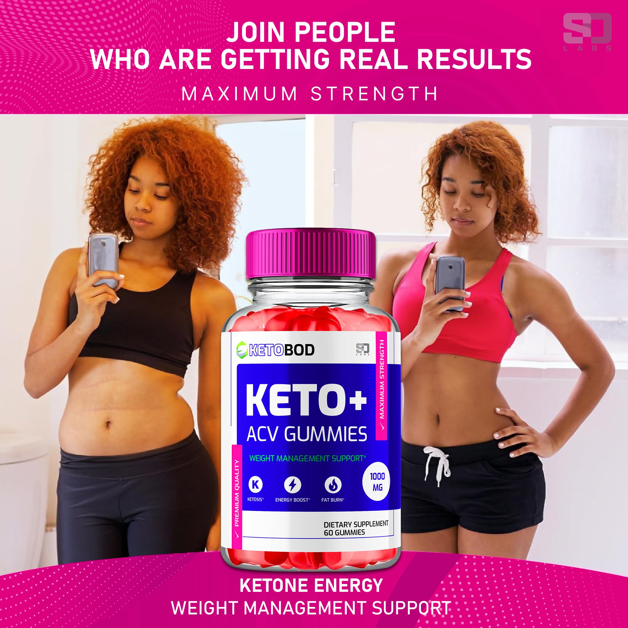 (2 Pack) Keto Bod Keto Body ACV Gummies, KetoBod Gummies with 1000MG Apple Cider Vinegar per Serving, Keto Bod ACV + Keto Maximum Strength Gummies, KetoBody ACV Vitamin B12 Gummies (120 Gummies)