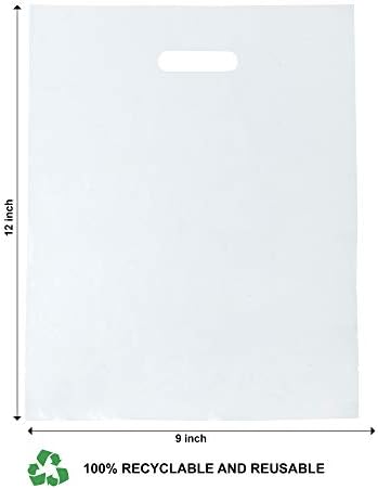 100 Clear Plastic Bags with Handles 9"x12" Merchandise Bags 1.25Mil Thick Glossy Retail Bags Shopping Bags for Small Business Boutique Bag Clear Gift Bags for Shopping, Clothing and Trade Show