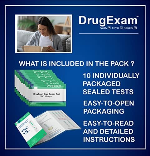 10 Pack - DrugExam (THC) 15 Marijuana Test. Testing Strip.Urine. Test Strips.