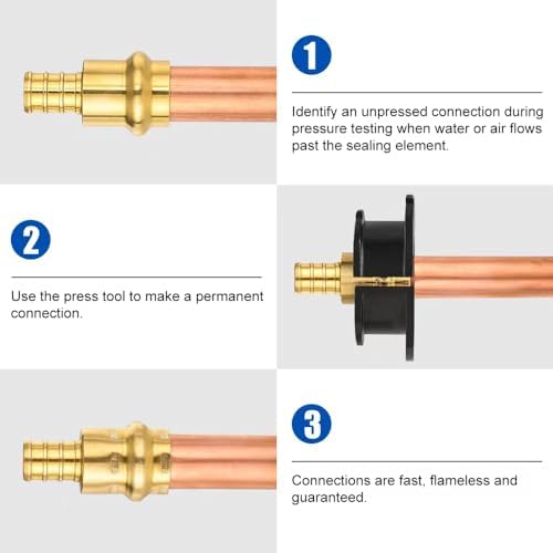 (Pack of 10) EFIELD 1/2 inch Press X 1/2 inch PEX Crimp Coupling Brass Adapter For Copper and Pex Pipe Connection (10, 1/2-inch)