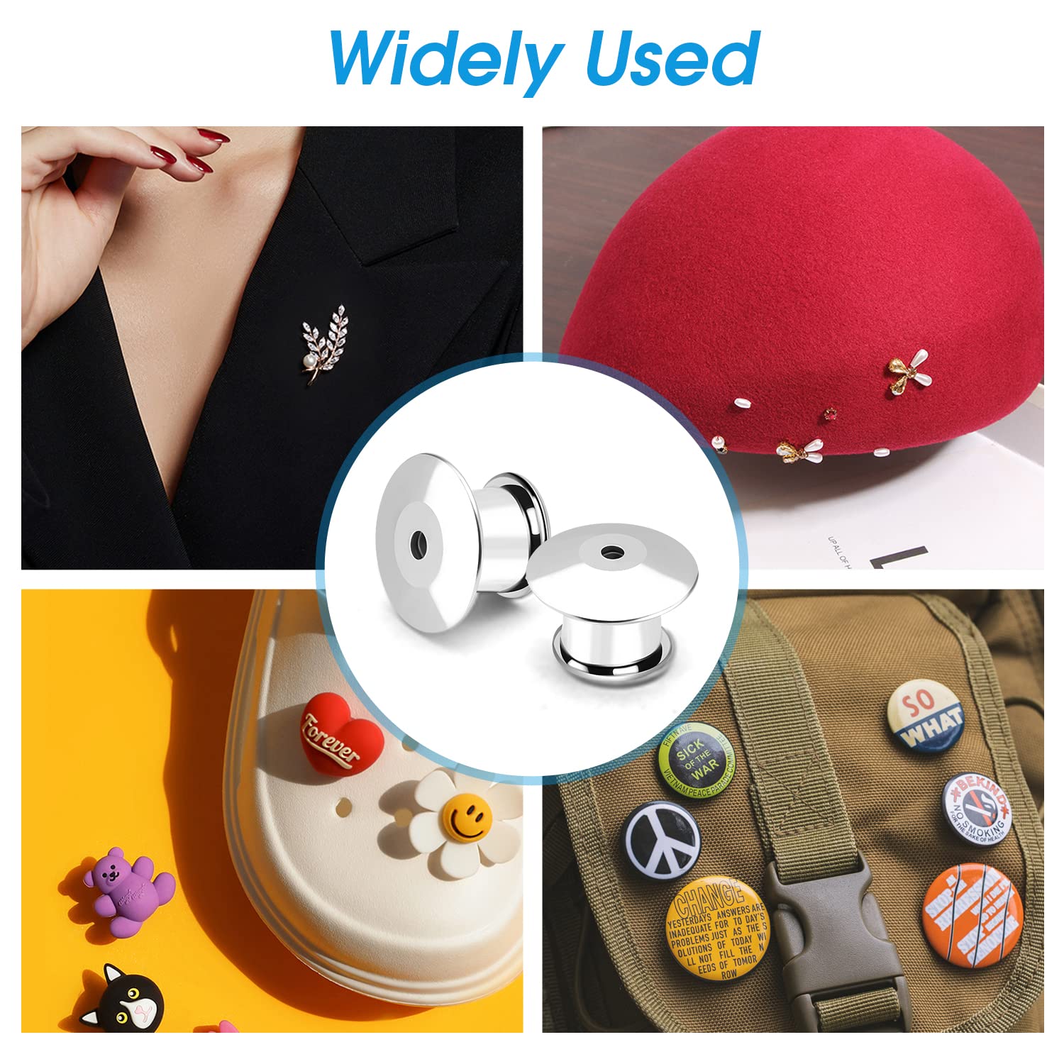 100PCS Metal Pin Backing for Brooch Enamel Lapel Pin Lock Keeper Clasp