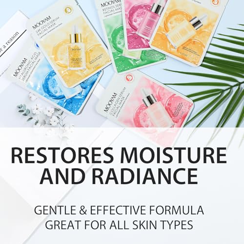 12 Pack Collagen Serum Sheet Masks - Hydrating & Smoothing, Moisturizing & Nourishing for All Skin Types