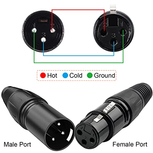 10PCS 3 Pin XLR Solder Connector, 5 Male and 5 Female XLR Mic Snake Plug, Microphone Audio Socket for High Conductivity and Ultra-Low Noise