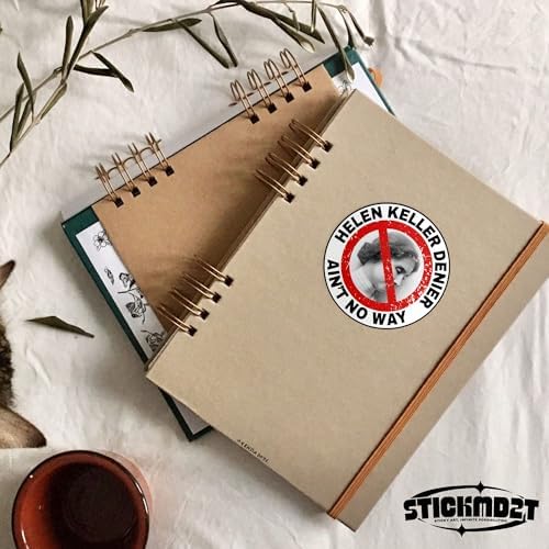 (3Pcs) Helen Keller Denier Matte Sticker Meme Book Lover Kindle Bookish 3" Waterproof Vinyl Decal Sticker Laptop, Water Bottles, Phone, Kindle Merchandise Decor Decal Gifts 3 Inches
