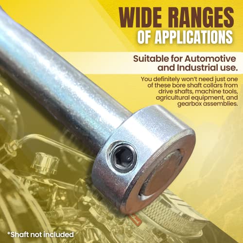 (4-Pack) 1” Bore Solid Steel Shaft Collars with Zinc Plated Coating - Durable Shaft Collars Suitable for Machinery and Industrial Use
