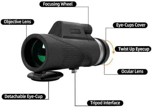 10X42 HD Monocular Telescope, Coregreen Monoculars for Adults High Powered with BAK4 Prism & FMC Lens, Large View Waterproof Portable Compact Monocular for Bird Watching Hiking Travel Sports