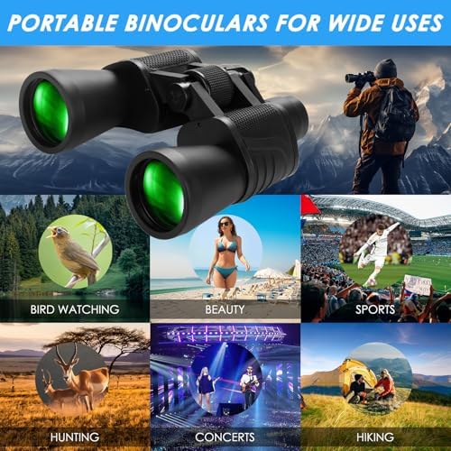 10x50 High Powered Binoculars for Adults, Professional Binoculars with Clear Vision, BAK4 Prism, FMC Lens, Waterproof Binoculars with Carrying Bag for Bird Watching Hunting Football Games
