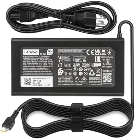 100W USB Type C Laptop Charger Fit for Lenovo ThinkBook Plus G3 13x 14G5 14G6 14s 14p 16G4+16p Lenovo ThinkPad neo 14 P14s L15 T16 Yoga 7 Pro7 9 9i Slim 6i 7i IdeaPad 5 Pro Slim 5-20V 5A AC Adapter
