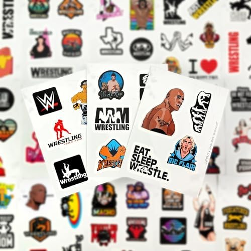 100Pcs Wrestling Stickers and Decals for Water Bottles, Wrestling Birthday Party Decorations, Wrestling Birthday Party Supplies, Wrestling Gifts for Teen Boys and Girls, Gifts for Wrestlers