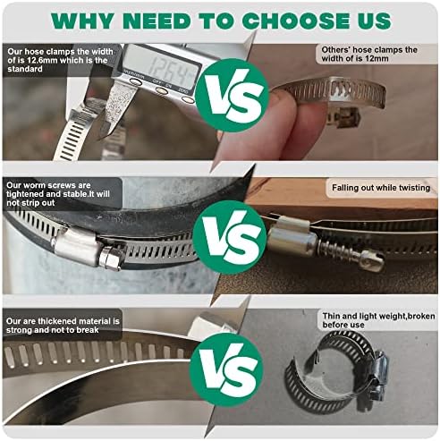 10 Pack 4 inch Hose Clamp,Stainless Steel Large Hose Clamps Adjustable from 3-3/4"-4-5/16"/95-110mm,Metal Worm Drive Gear Duct Clamp for Air Ducting,Dryer Vent Hose,Fuel Line,Plumbing,Automotive