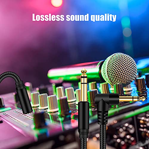 1/4 Inch TRS Instrument Cable 10Ft 2pack, 6.35mm TRS to 6.35mm TRS Stereo Audio Cable Male to Male Right-Angle-to-Straight for Guitar, Bass,Mixer,Amplifier,Speaker,Equalizer...