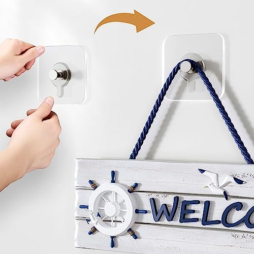 14 Pack Wall Hooks 13 lbs(Max), Wall Hangers Without Nails, Adhesive Wall Hooks, Waterproof and Rustproof to use Inside Kitchen, Bathroom, Home and Office