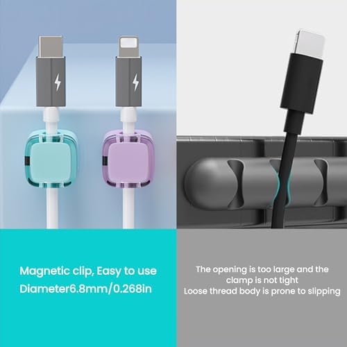 12 Pack Charging Cable Magnetic Cable Organizer Storage Holder, Strong Adhesive Wire Holder Keeper for Office Home Kitchen Car (Color: Black 12pcs)