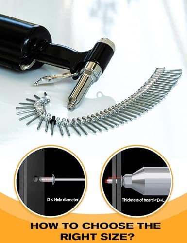 100 PCs 1/4'' x 1/2''Aluminum Blind Rivets, Pack of 100 CT 6.4mm x 13mm Pop Rivets with Aluminum Grip and Steel Mandrel