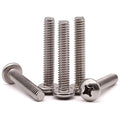 #10-24 x 1-1/4" inch (50 pcs) Phillips Pan Head Machine Screw Bolt, 304 Stainless Steel 18-8 Rounded Head Screws, UNC Full Thread, Bright Finish