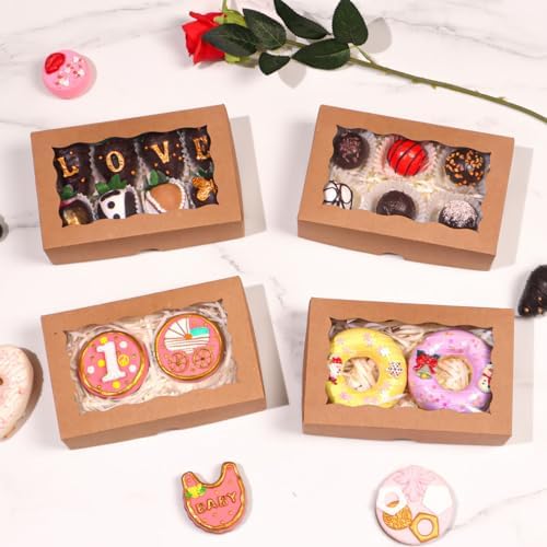 100pcs 7x4.3x2 Inches White Cookies Boxes Chocolate Covered Strawberries Boxes Macaron Boxes Bakery Boxes with Window Treat Boxes Chocolate Truffle Boxes Charcuterie Boxes for Christmas