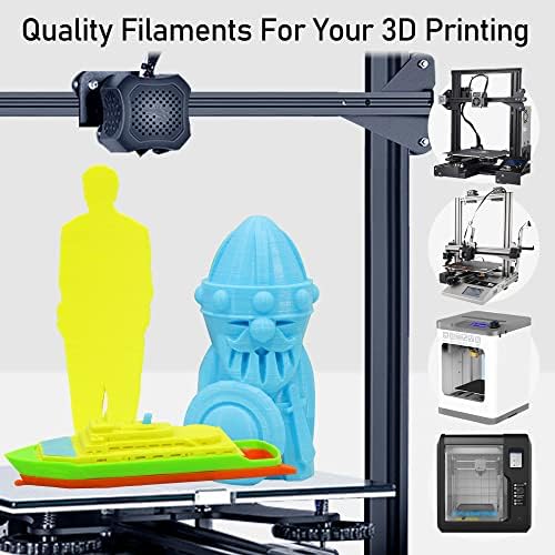 1.75mm 3D PLA Filament 4 in 1 Bundle: Yellow, Orange, Lime Green, Sky Blue, 4 Bright Colors Packed, Each Spool 250g, 4 Spools Packed, Total 1Kg 3D Printing Material with Extra 3D Print Tool by MIKA3D