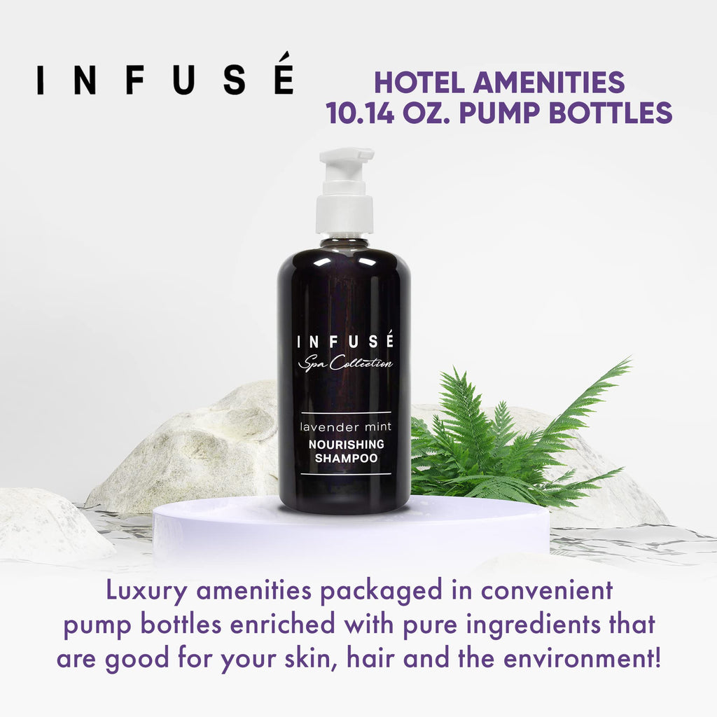 1-Shoppe All-in-Kit | Infuse Lavender Mint Shampoo | Spa Collection | Hotel Amenities in Pump Bottle | 10.14 oz. / 300 ml (4 Bottles)