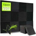 12 Pack Sound Proof Foam Panels for Walls 12x12x1 Inches, Wedges Acoustic Panels Sound Absorbing, Acoustic Foam Panels for Recording Studio, Home, Office