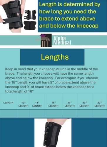 12” Long Adjustable Three Panel Orthopedic Knee Immobilizer – Supportive & Adjustable Side Panels – Knee Brace Stabilizer – Knee Immobilization L1830