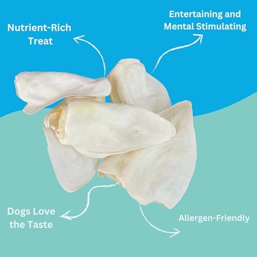 100% Natural Real Cow Ears (50 Pack) Prime Dog Chews, Over 5 inches Free Range Grass Fed Cattle, No additives, Chemicals or Hormones