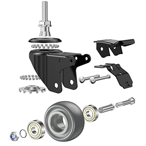 1.5 Inch Swivel Caster Wheels Set of 4, Locking casters Total Capacity 330lbs, Metric M8-1.25 Threaded stem TPR casters with Brake, castors for Carpet Hardwood Floor Workbench Bed Frame.