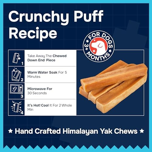 100% Natural Yak Cheese Himalayan Made Dog Chews All Breeds - Lactose Free Yak Chews for Small Medium & Large Dogs - Dental Cleaning Dog Chews for Aggressive Chewers - Long Lasting Odor & Gluten Free