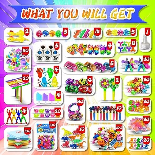 1000+Party Favors for Kids Fidget Toys Pack Bulk Prize Box Treasure Box Goodie Bag Pinata Stuffers Carnival Prizes Classroom Rewards Fillers for Kids