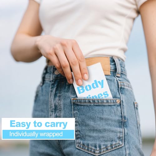 100Pcs Disposable Body Wipes, 7.8 x 9.8 inch Individually Wrapped Bath Wipes for Women Men in Bulk, No Rinse-Free Large Body Bath Shower Wipes for Home Travel Hotel Outdoors Camping After Gym (White)