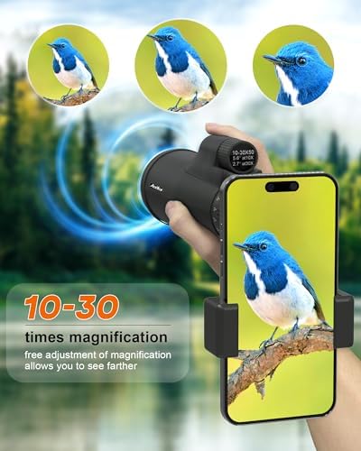 10-30x50 Monoculars for Adults High Powered with Smart Phone Holder & Upgraded Tripod, Starscope Monocular Military Grade for Outdoor Exploration, Bird Watching, and Scenic Viewing