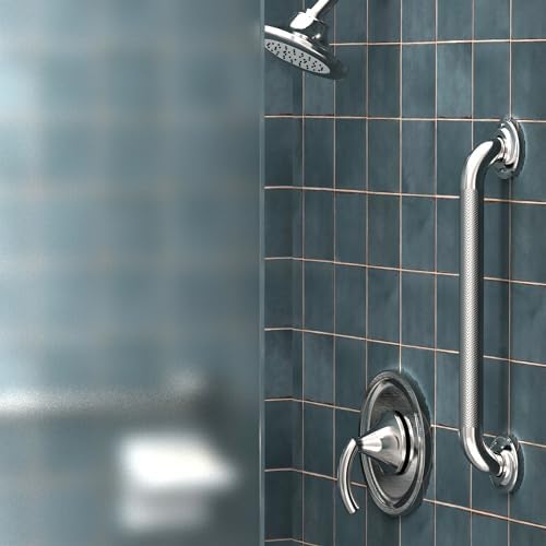 1-1/4" Knurled Grab Bar, ADA Compliant Bath Safety Shower Handrail, Bathroom Mobility Aid Handle for Seniors and Disabled, Heavy Duty 500lbs Support