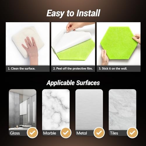 12 Pack Hexagon Acoustic Panels, TONOR 12"x 10"x 0.4" High Density Sound Proof Panels for Walls, Sound Dampening Insulation Treatment Wall Panels, Sound Absorbing Padding for Studio, Home Green