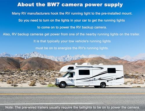 1080P 7" Wireless RV Backup Camera System, Compatible with Furrion Pre-Wired RV Truck Trailer, DVR Monitor & IR Night Vision Rear View Camera, IP69K Waterproof, Adjustable Parking lines, BW7