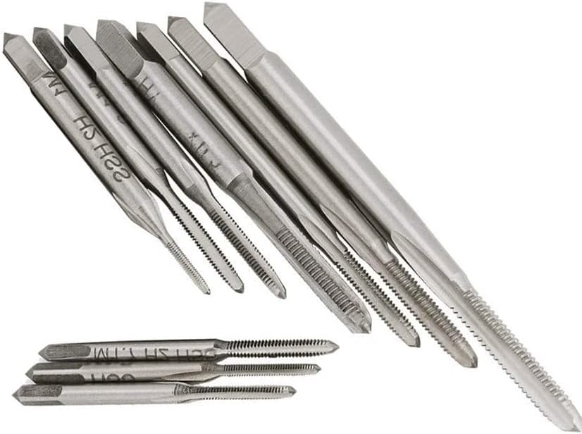 10pcs Micro Taps Bit Small Hand Screw Thread Taps M1-M3.5 HSS Mini Metric Plug Tap Screw Tap Drill Tap Drill Set Tapping tool with Adjustable Tap Wrench 1/16-1/4''