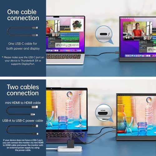 15.6inch Portable Monitor,1080P USB-C HDMI Second External Monitor for Laptop,PC,Mac Phone,PS,Xbox,Swich,IPS Ultra-Thin Zero Frame Gaming Monitor/Premium Smart Cover