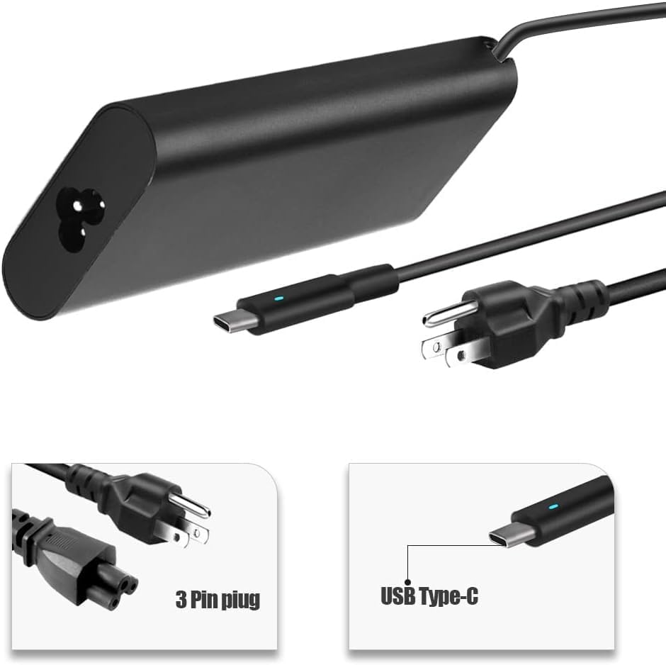 130W USB C Laptop Charger for Dell Xps 15 16 17 9640 9500 9510 9520 9530 9540 9575 2-in-1 9700 9710 9720 9730 Alienware x14 R1 R2 XPS 13 12 7390 9315 9320 9340 9350 9360 9365 9370 9380 9390 Laptop