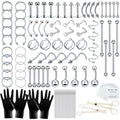 130 PCS Piercing Kit with Piercing Tools for Nose Septum Ear Lip Belly Button Tongue Tragus Cartilage for All Body Piercing with 20 PCS 14G 16G Piercing Needle