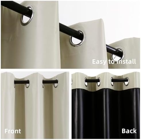 100% Blackout Curtains for Bedroom,Beige Blackout Curtains for Living Room,Black Out Curtains 84 inch Long,Room Darkening Curtains Bedroom Curtains,Thin Blackout Curtains,54 Wide,2 Panels
