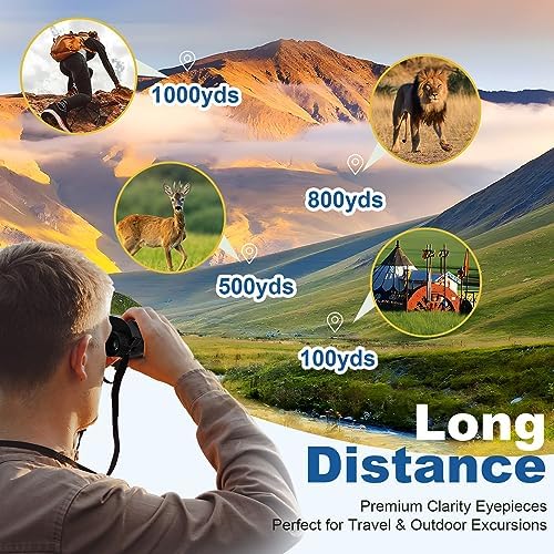 12x25 Compact Binoculars for Adults and Kids - High Powered Binoculars with Clear Low Light Vision and Large Eyepiece, HD Easy Focus Binoculars for Bird Watching, Concerts and Sport Games
