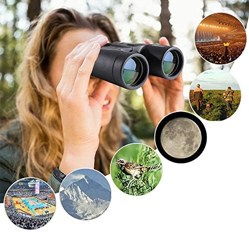 10X42 Professional Binoculars with Smartphone Adapter, Compact Waterproof Low Night Vision Binoculars for Adult Birds Watching Hunting Concert Travel