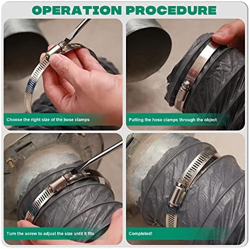 10Pack 10 inch Hose Clamp,Stainless Steel Large Hose Clamps Adjustable from 9-1/4"-10"/235-254mm,Metal Worm Drive Gear Duct Clamp for Air Ducting,Dryer Vent Hose,Fuel Line,Plumbing,Automotive
