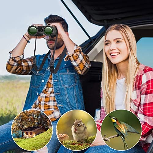 12x42 Roof Prism Binoculars for Adults -Large Eyepiece High Power Waterproof with Low Light Night-Professional HD Binoculars for Bird Watching Hunting Sports-BAK4 FMC Lens with Strap Carrying Bag