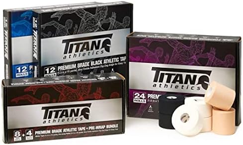 12 Pack Black Athletic Tape (45ft Rolls) - Athletes Trainers Injuries & First Aid - Premium Medical Sports Tape - Wrap & Support Ankles & Wrists - Easy Tear Design with Zinc Oxide & No Sticky Residue