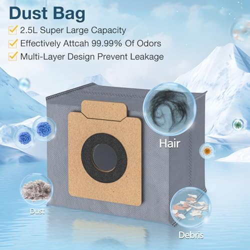 14 Pcs for Eufy X8 Pro Robot Vacuum Cleaner, X8 Pro Accessories, 1*Main Brush 3*Hepa Filters 3*Mop Pads 3*Vacuum Bags 4*Side Brushs, for eufy x8 pro accessories