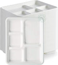 100% Compostable, 5 Compartment, Disposable Paper Plates [125-Pack] - {PFAS Free} - {BPA Certified} - [10 Inch] Heavy Duty Biodegradable Bagasse Sectional Lunch Trays + Dividers - Divided Platter Tray